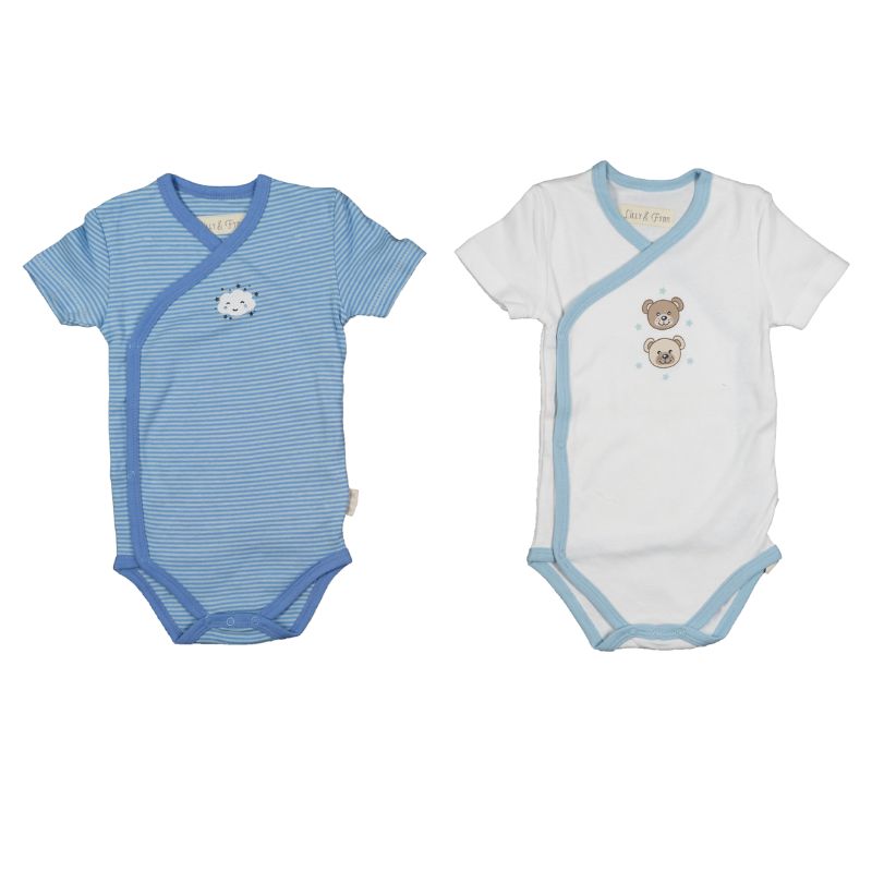 Lilly & Fynn Baby Wickelbody, kurzarm, 2er Set, 100% Bio-Baumwolle