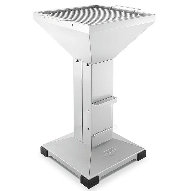 THÜROS T3 Edelstahl Holzkohlegrill, Fußplatte, 42×42 cm Grillfläche, hochwertiger Grill, Outdoor-Grillen, BBQ-Zubehör, langlebiger Edelstahlgrill, ideal für Garten und Terrasse, moderne Grilltechnik, kompakter Holzkohlegrill, Grillrostabmessungen.