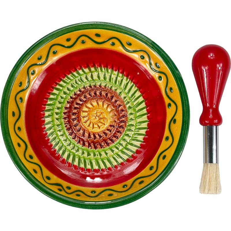 Keramikreibe mit Küchenpinsel (Mexico) Reibeteller Set, 2tlg.