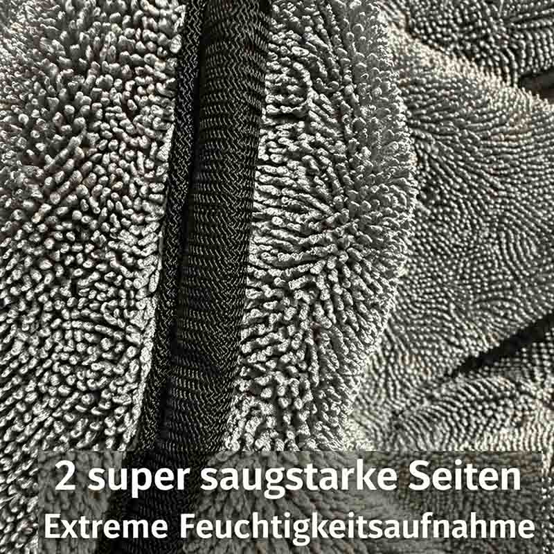 Mikrofaser Trockentuch Set Grau Fast Dry Micro Magic für Auto Dusche Haushalt 2-teilig saugstark feuchtigkeitsabsorbierend Reinigungszubehör doppelseitiges Reinigungstuch Haushaltswaren Autozubehör Badezimmerzubehör
