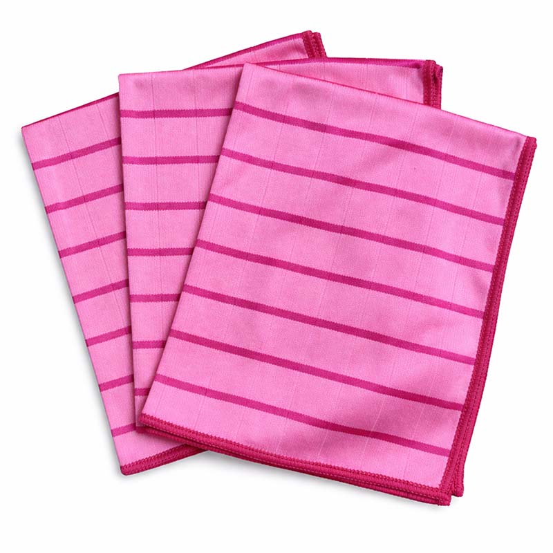 Bambus Reinigungstücher 3er Set (Pink) 50 x 40 cm Trockentücher für Fenster, Glas, Lack, Auto, Bad