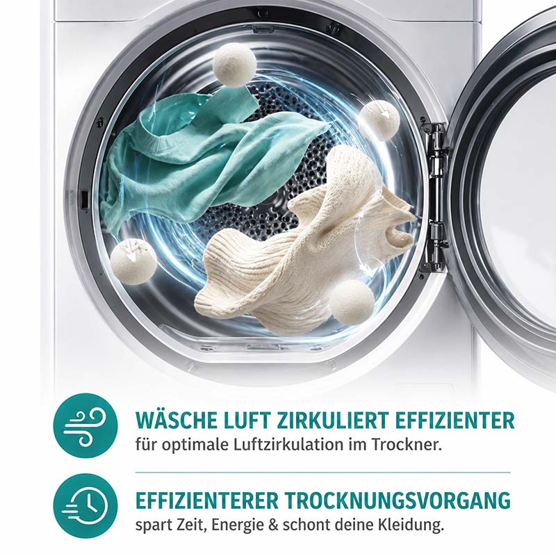 Trocknerbälle aus 100% Schurwolle, Wäschetrockner, Wäschenetz, Wäschestücke, Luftzirkulation, energieeffizient, Zeitsparend, umweltschonend, schonend für Kleidung, Trocknerzubehör, 7-teiliges Set, effizientes Trocknen, Haushalt, Waschen, Trockenhilfe