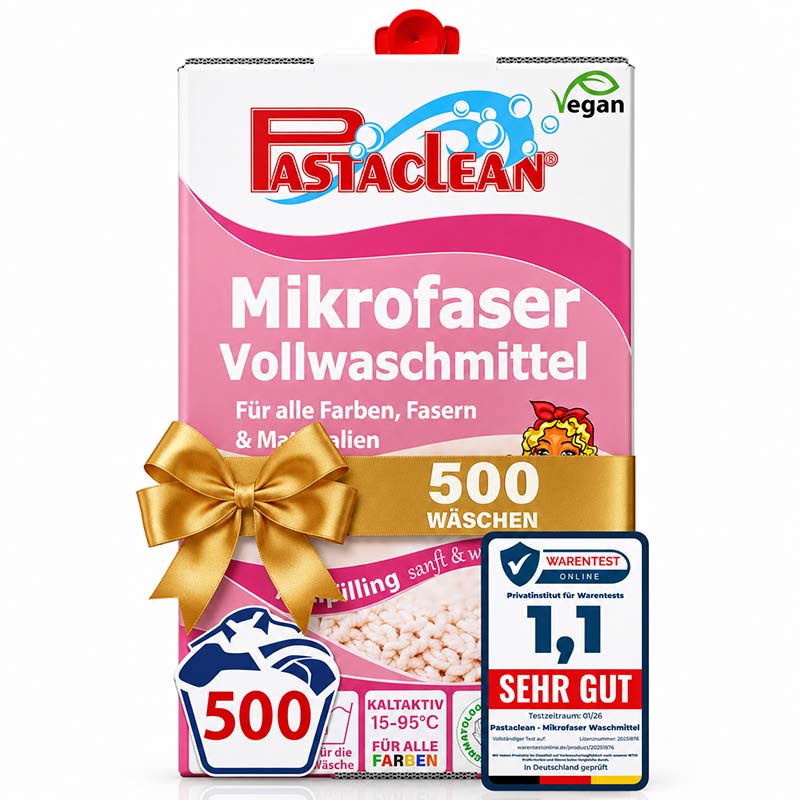 Mikrofaser Waschmittel Konzentrat 5 Liter – Pastaclean Vollwaschmittel für Sportwäsche, Funktionskleidung, Wolle & Seide, bis 500 Waschladungen