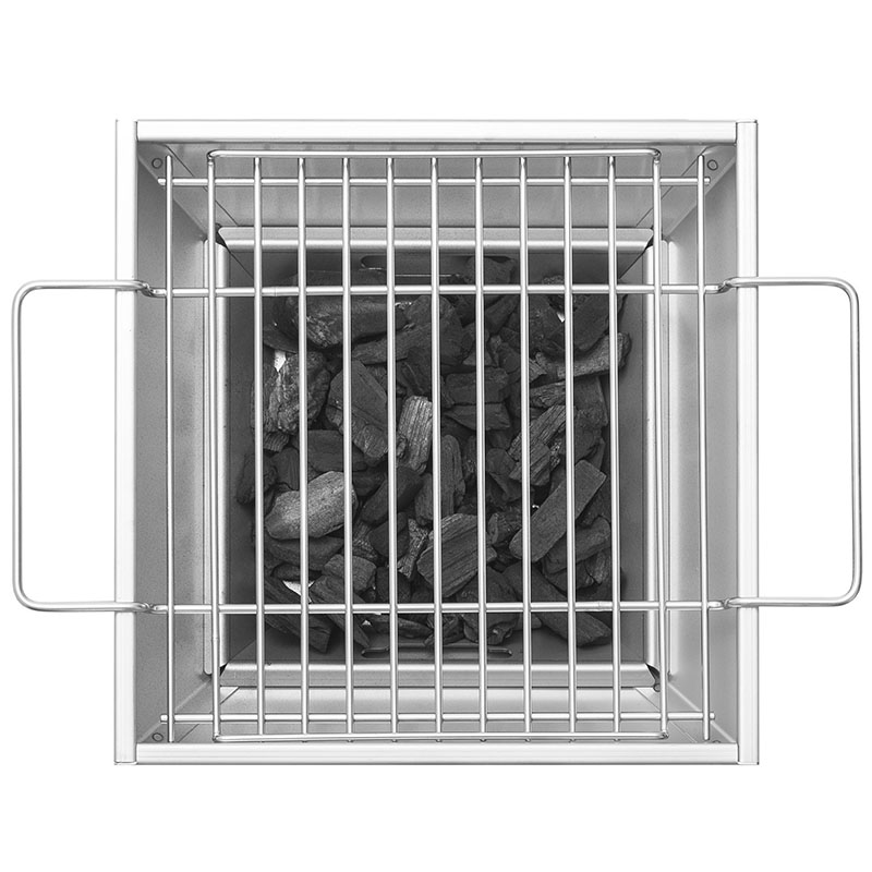 THÜROS T1 Edelstahl Tischgrill 30x30 cm, kompakter Holzkohlegrill, ideal für Balkon, Camping, Outdoor. Funktionaler Rost, hochwertige Materialien für vielseitigen Einsatz.
