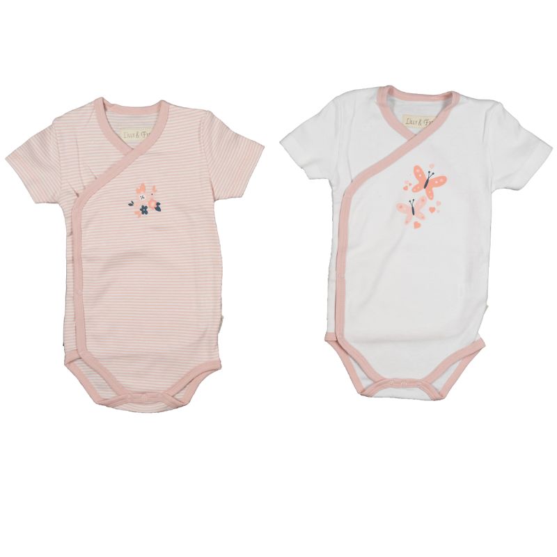 Lilly & Fynn Baby Wickelbody, kurzarm, 2er Set, 100% Bio-Baumwolle