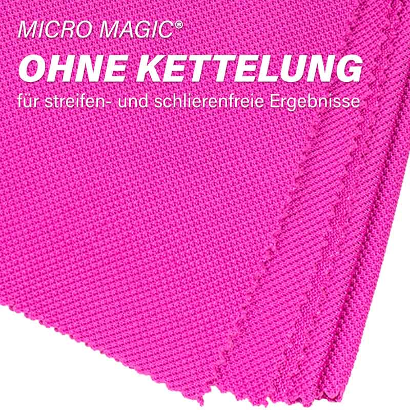 Micro Magic Glas- und Poliertücher ohne Kettelung für streifenfreie und schlierenfreie Reinigung, hochwertige Mikrofaser ideal für Glas, Spiegel, Fenster und Edelstahl