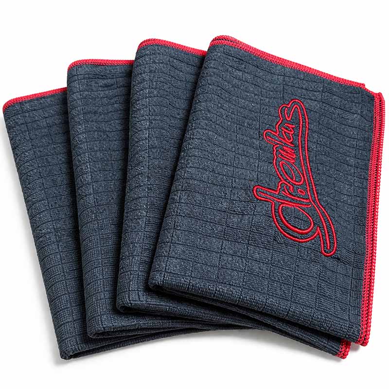 DR EMKUS Geschirrtücher, 4er Set, Küchentücher zum Putzen und Trocknen, dunkelblau, rot umrandet, ideal für Küche und Haushalt, saugfähig, langlebig, Reinigung, Abtrocknen, Textil, Haushaltsartikel, Zubehör, Küchenhelfer, praktische Küchenaccessoires