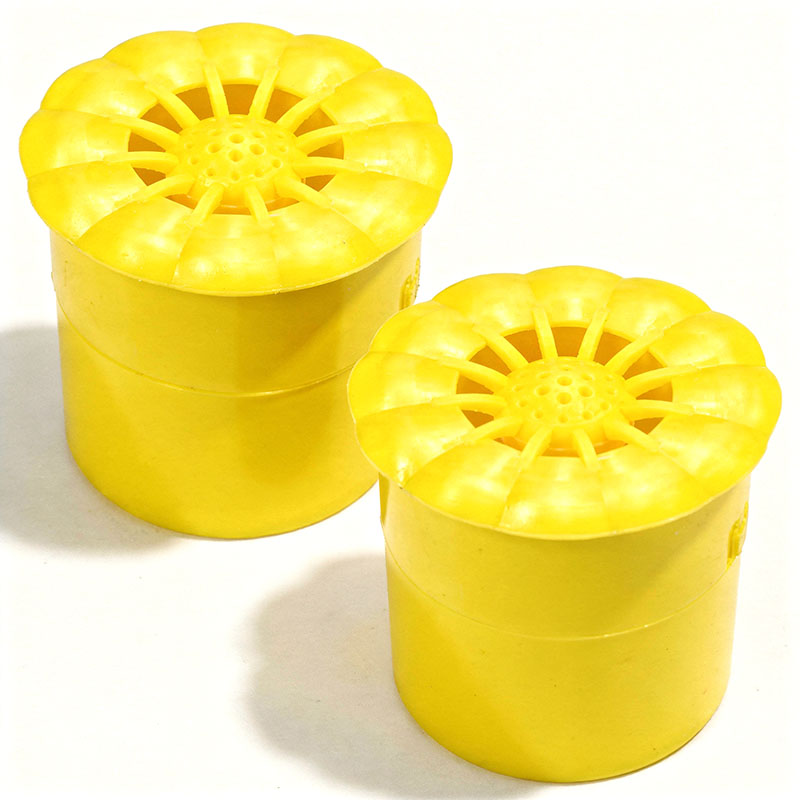 Fruchtfliegenfalle 2-teilig, gelb, effiziente Insektenbekämpfung, Schädlingsbekämpfung, umweltfreundlich, ideal für Küche, hygienisch, wiederverwendbar, geruchlos, einfache Anwendung, Befreiung von Fruchtfliegen, Haushalt, Insektenfalle, biologisch abbaub