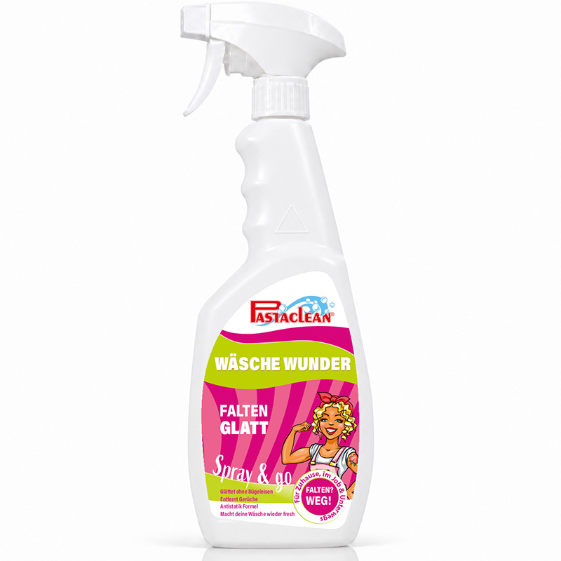 Pastaclean Wäsche Wunder Anti-Falten-Spray für Kleidung 750 ml, glättet ohne Bügeln, entfernt Gerüche, macht Wäsche frisch.