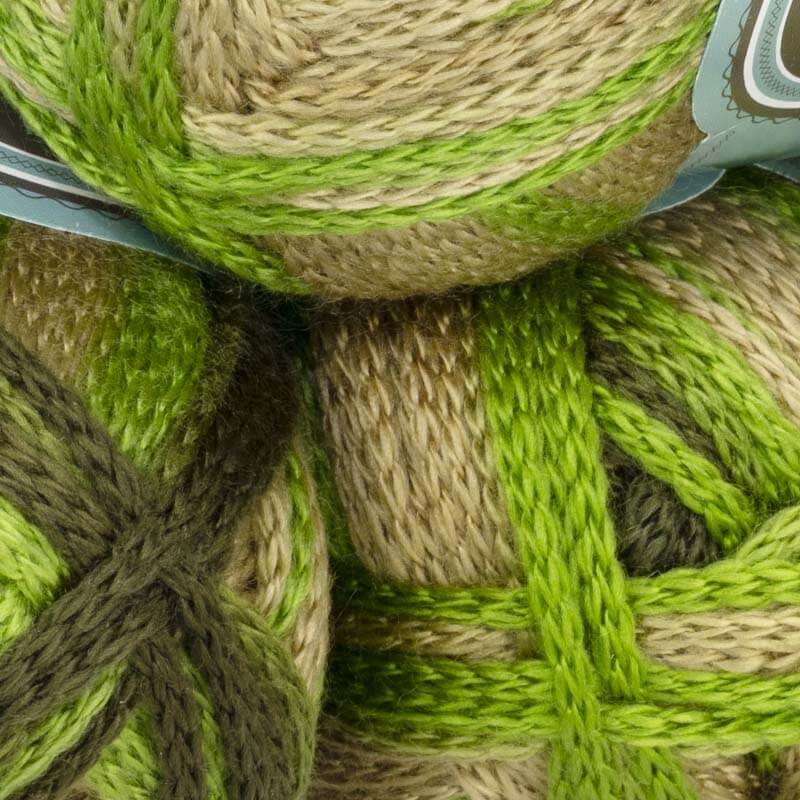 Wolle Set mit Farbverlauf (Olive/Grün), 4x 100g