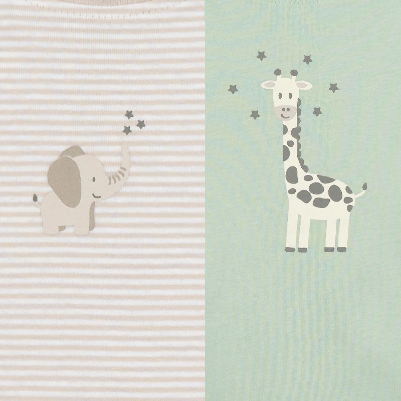 2er-Pack Baby Langarm T-Shirt (Grün/Taupe)