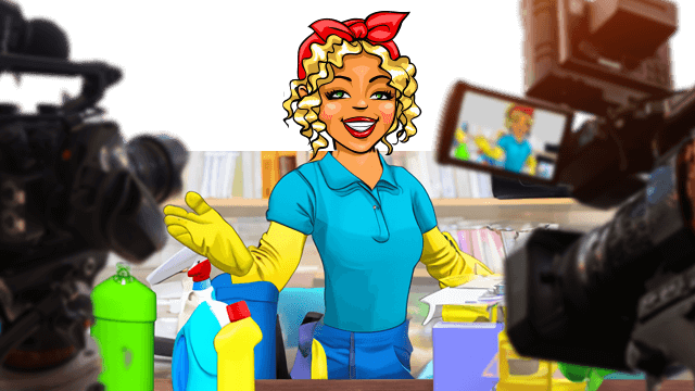 Miss Pastaclean präsentiert Produkte vor Kamera Miss Pastaclean präsentiert Produkte vor Kamera