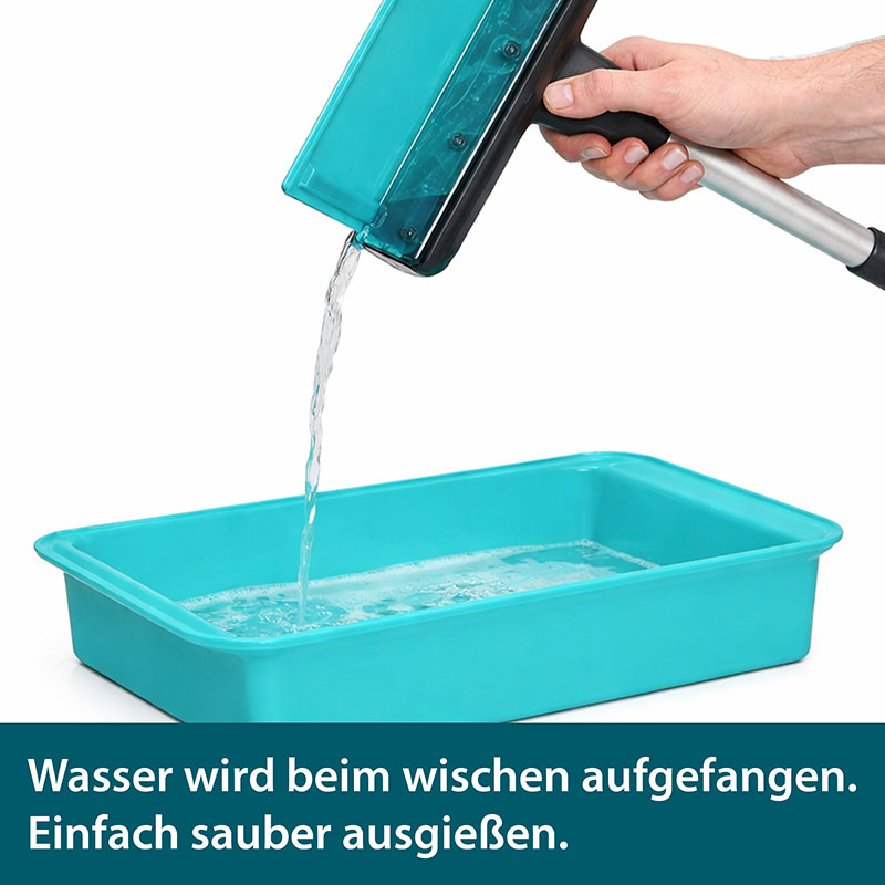 GENIUS Fensterwischer Set 6-teilig, Fensterabzieher, streifenfreie Reinigung, Wasserauffangfunktion, praktisches Ausgießen, einfache Handhabung, Reinigungsset für Fenster, effiziente Reinigungslösung, Haushalt, Fensterreinigung, Reinigungszubehör, Putzmit