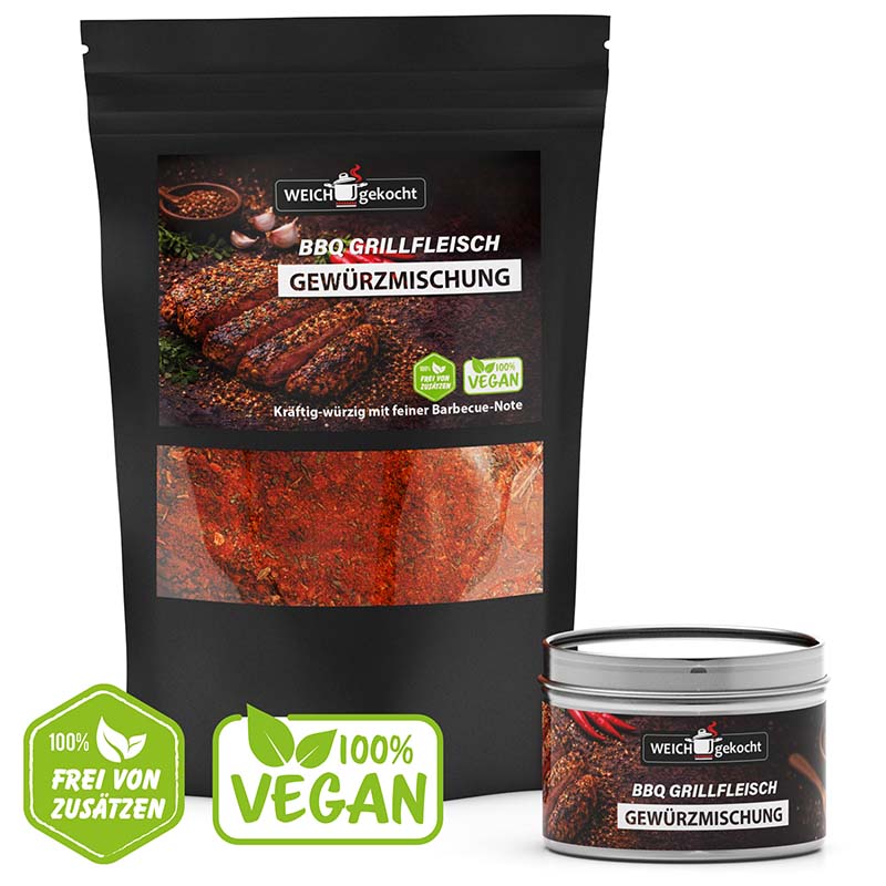 BBQ Grillfleisch Gewürze Set Würzmischung 100g Dose, kräftig-würzig, feine Barbecue-Note, vegan, frei von Zusätzen, Grillgewürz, Grillzubehör, Gewürzset, Barbecue, Gewürzmischung.