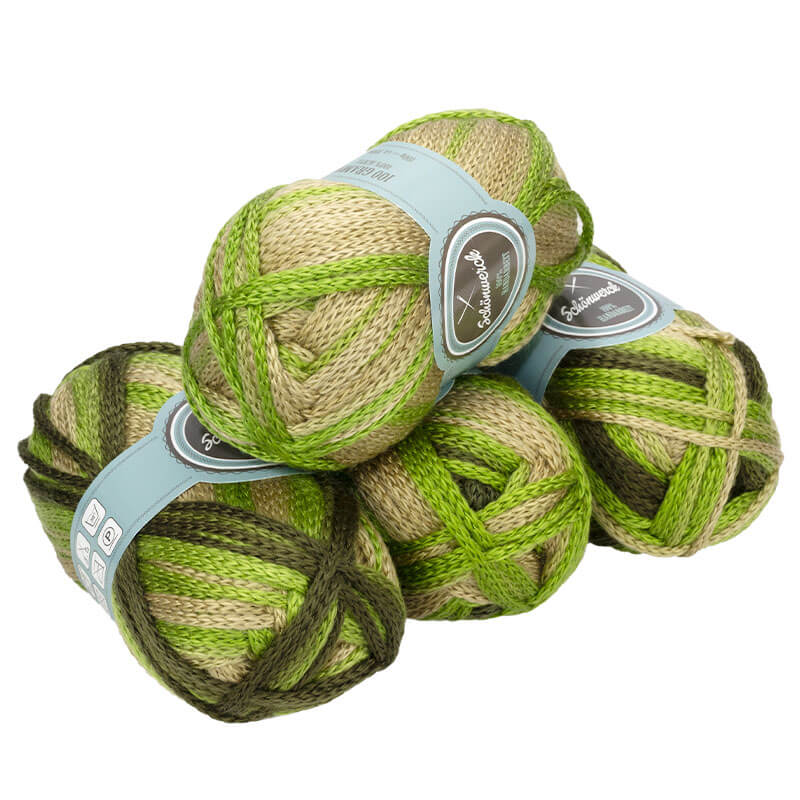 Wolle Set mit Farbverlauf (Olive/Grün), 4x 100g