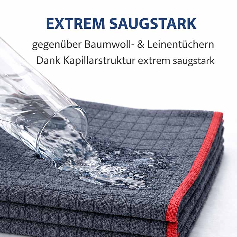 DR EMKUS Geschirrtücher, Küchentücher, saugfähig, Putztücher, Trockentücher, 4 Stück, Kapillarstruktur, gegen Baumwolltücher und Leinentücher, ideal zum Reinigen, Haushaltstücher, hochwertige Qualität, Küche, langlebig, effizient, saugstark