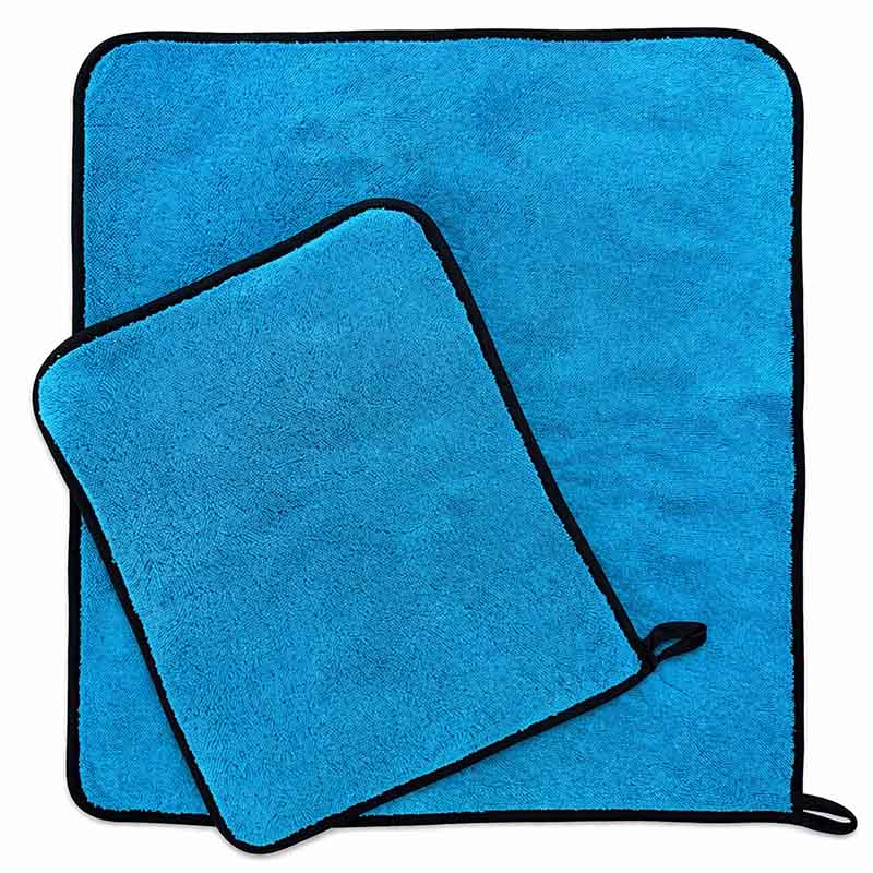 Trockentuch Set Blau Fast Dry Micro Magic Microfasertuch für Auto, Dusche und Haushalt, 2 Teile, saugfähig, schnelltrocknend, fusselfrei, weich, langlebig, ideal für Reinigung und Pflege von Oberflächen im Innen- und Außenbereich.