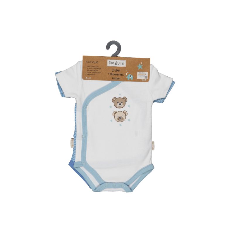 Lilly & Fynn Baby Wickelbody, kurzarm, 2er Set, 100% Bio-Baumwolle