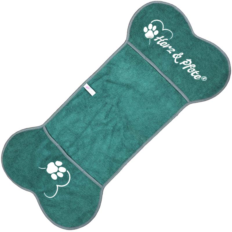 Hundehandtuch Herz und Pfote Grün Hundehandtuch Herz und Pfote Grün