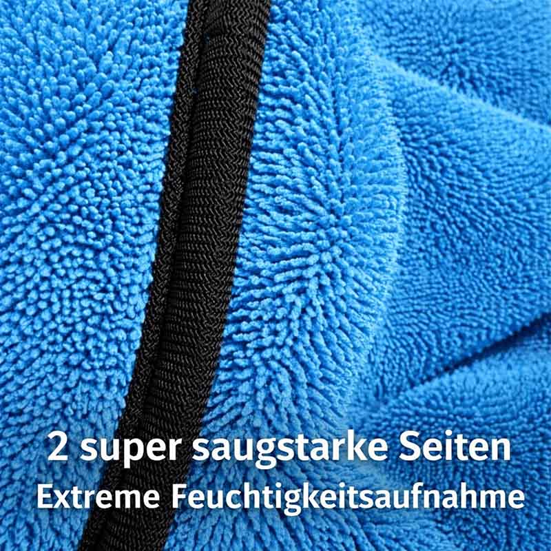Blaues Trockentuch Set, Fast Dry Micro Magic Microfasertuch, 2tlg. Super saugstarke Seiten zur extremen Feuchtigkeitsaufnahme. Ideal für Auto, Dusche und Haushalt. Microfaser Reinigungszubehör.