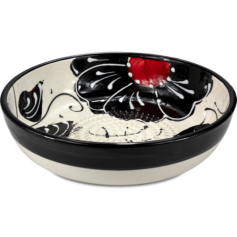 Dipschale Keramikreibe mit Pinsel - Motiv Black/White, 2tlg.