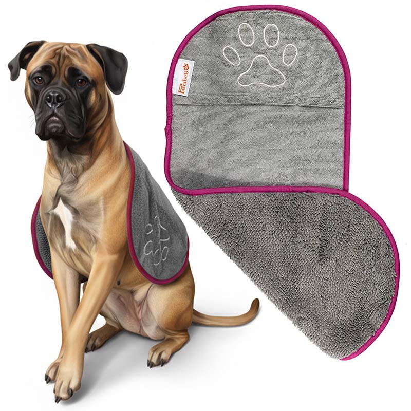 PASTABELLO Hundehandtuch 86 × 36 cm (Grau) Schnelltrocknendes, saugstarkes Handtuch für Hunde
