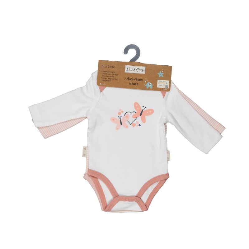 Lilly & Fynn  Baby Body, langarm, 2er Set, 100% Bio-Baumwolle