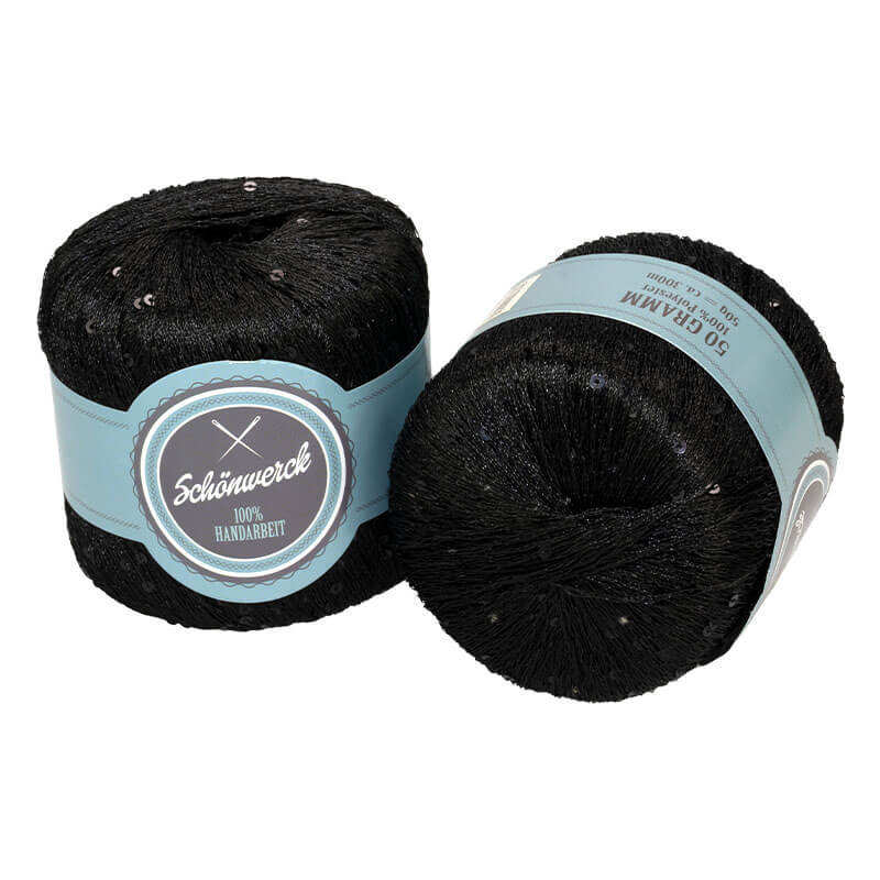 Effektgarn Beilaufgarn mit Pailletten (Schwarz), 2x 50g Effektgarn Beilaufgarn mit Pailletten (Schwarz), 2x 50g