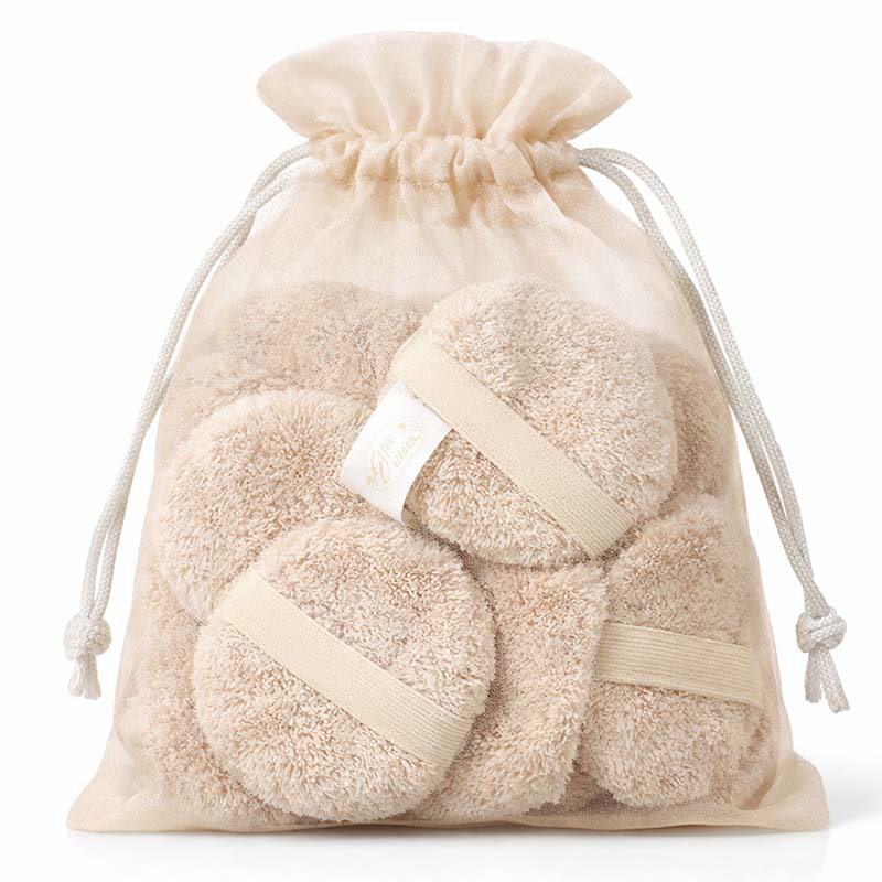 ELLENI waschbare Abschminkpads, 7 Stück, mit Schlupfband, geeignet für alle Hauttypen, nachhaltig, wiederverwendbar, beige, in Netzbeutel, umweltfreundliche Alternative zu Einweg-Abschminktüchern, hautfreundliche Reinigungspads, Zero Waste Kosmetikprodukt