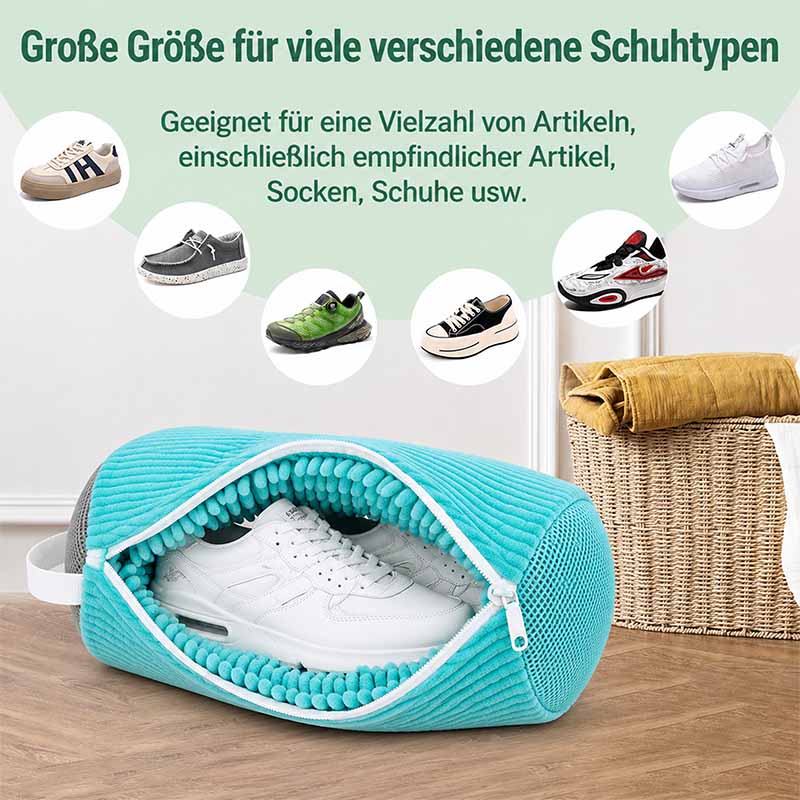 Schuh Waschbeutel Waschmaschine, 2 Stück, gepolsterter Wäschesack, geeignet für Schuhe, Sneaker, Sportschuhe, Chenillefasern, große Größe, Schutz empfindlicher Artikel, waschmaschinenfest, ideal für vielseitige Schuhpflege.