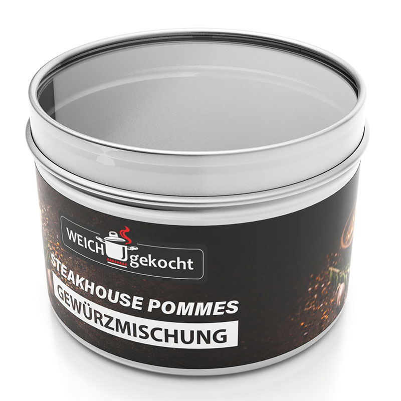 Steakhouse Pommes Gewürzmischung in 100 g Dose, Barbecue Style, perfekt für Pommes Frites, intensiv würziges Aroma, ideal für Grillabende, hochwertige Gewürzqualität, vielseitig einsetzbares Steakhouse Gewürz.