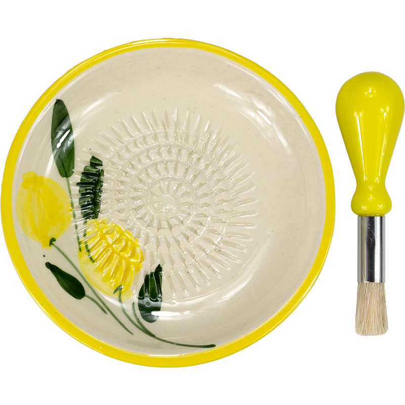 Keramikreibe mit Küchenpinsel (Yellow) Reibeteller Set, 2tlg.