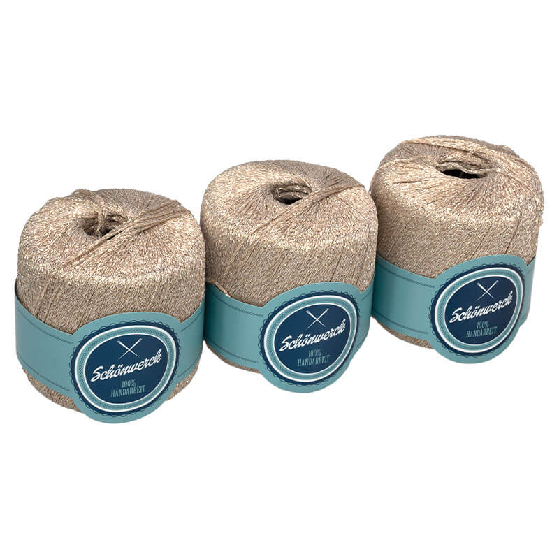 Schönwerck Lurexgarn (Champagner), 3x 25g Schönwerck Lurexgarn (Champagner), 3x 25g