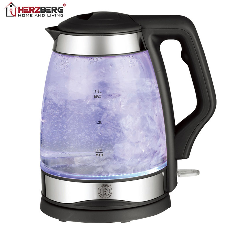 Herzberg Wasserkocher Glaskessel - Warmwasserbereiter mit LED Blaulicht Herzberg Wasserkocher Glaskessel - Warmwasserbereiter mit LED Blaulicht