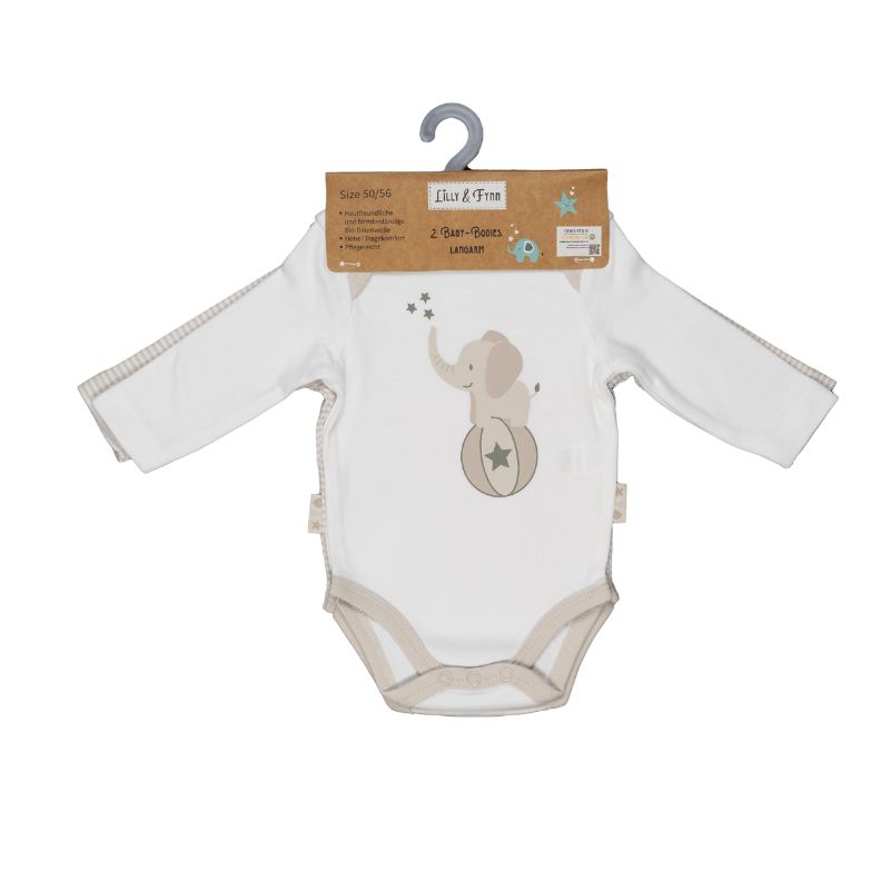 Lilly & Fynn  Baby Body, langarm, 2er Set, 100% Bio-Baumwolle