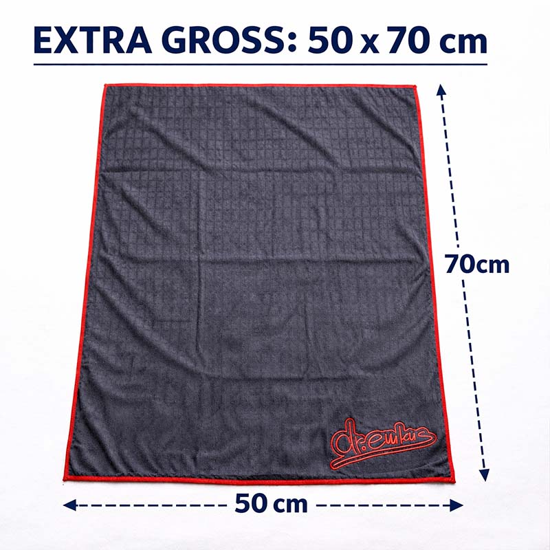 DR EMKUS Geschirrtuch, Küchentuch, 50x70 cm, 4 Stück, schwarz mit rotem Rand, groß, Reinigung, Trocknung, strapazierfähig, Küche, Haushalt, Mikrofaser, saugfähig