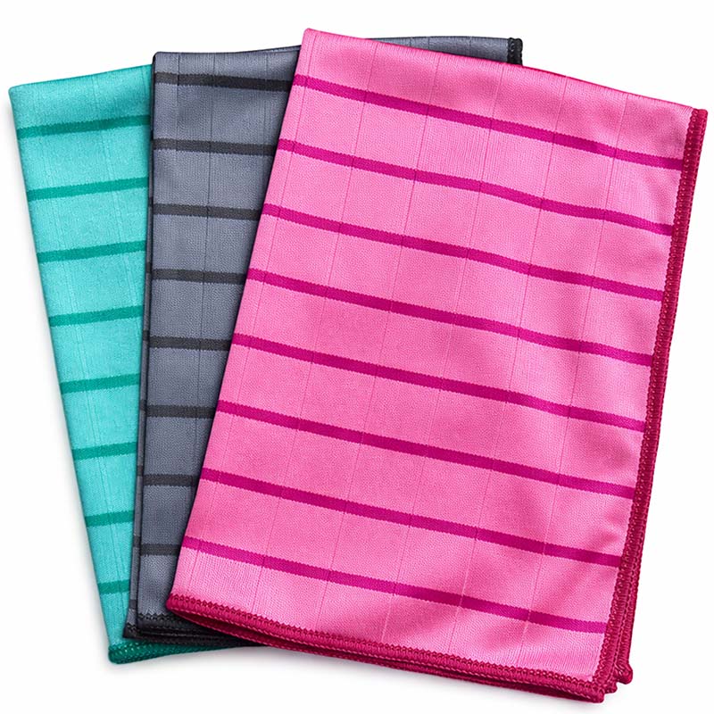 Bambus Reinigungstücher 3er Set (Bunt) 50 x 40 cm Trockentücher für Fenster, Glas, Lack, Auto, Bad