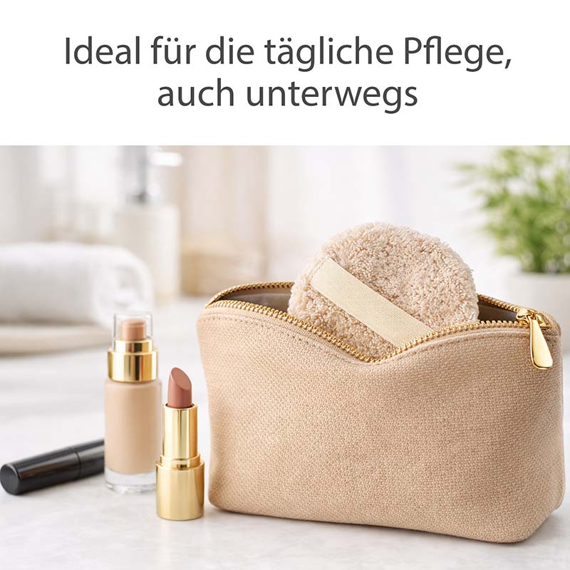 ELLENI waschbare Abschminkpads, 7er-Set, Schlupfband, ideal für alle Hauttypen, tägliche Pflege, unterwegs, beige Kosmetiktasche, nachhaltige Reinigung, Make-up-Entfernung, weiches Material, wiederverwendbar, umweltfreundlich, Pflegezubehör.