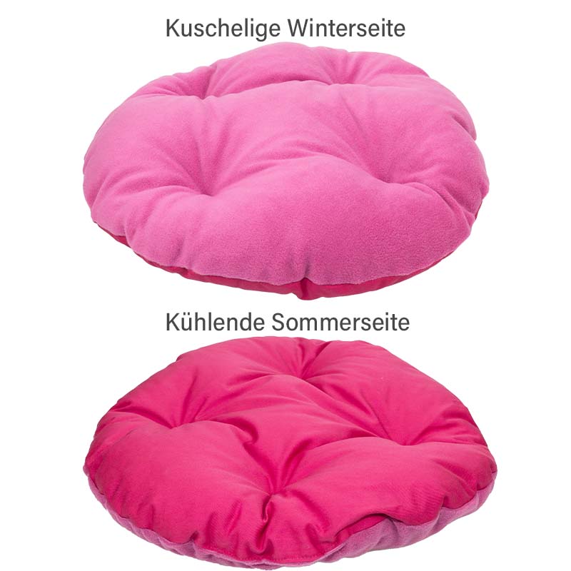 Hundebett Rund mit orthopädischen Wendekissen (Pink/M)