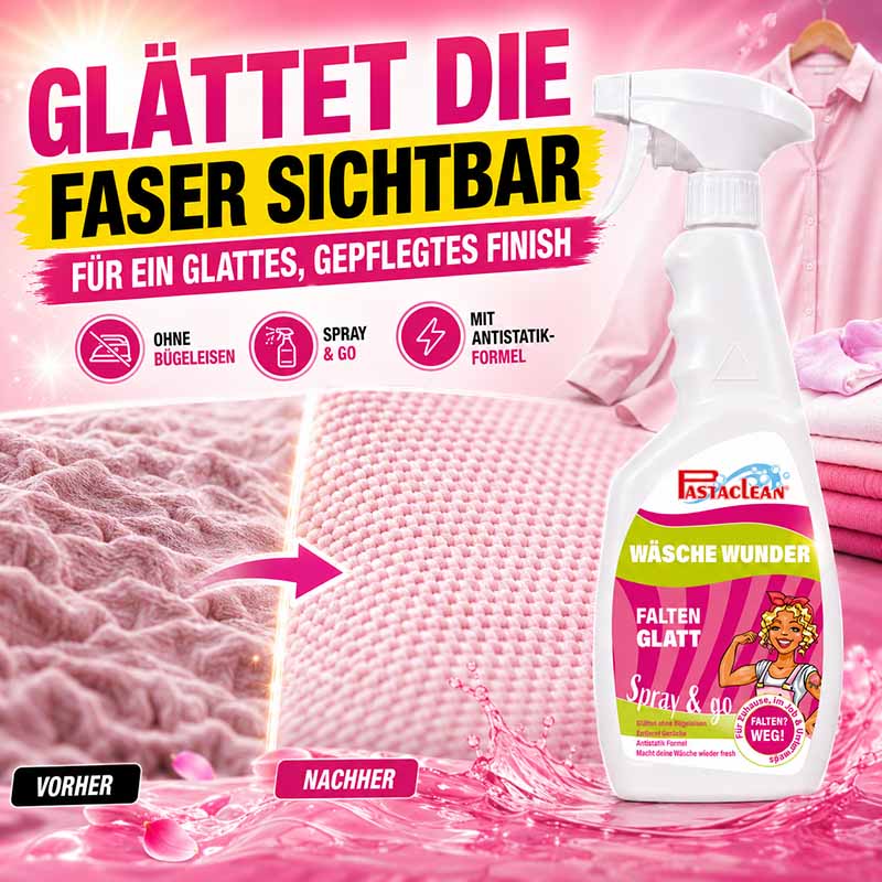 Anti-Falten-Spray für Kleidung – Pastaclean Faltenglatt, Faltenglätter & Textilerfrischer ohne Bügeln mit Antistatik, 750 ml