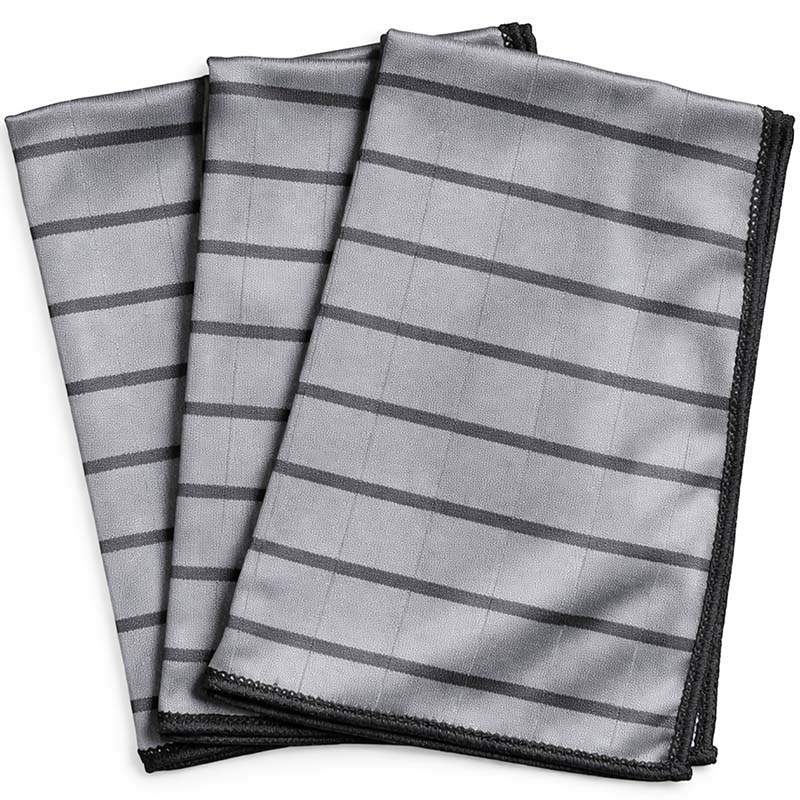 Bambus Reinigungstücher 3er Set (Grau) 50 x 40 cm Trockentücher für Fenster, Glas, Lack, Auto, Bad