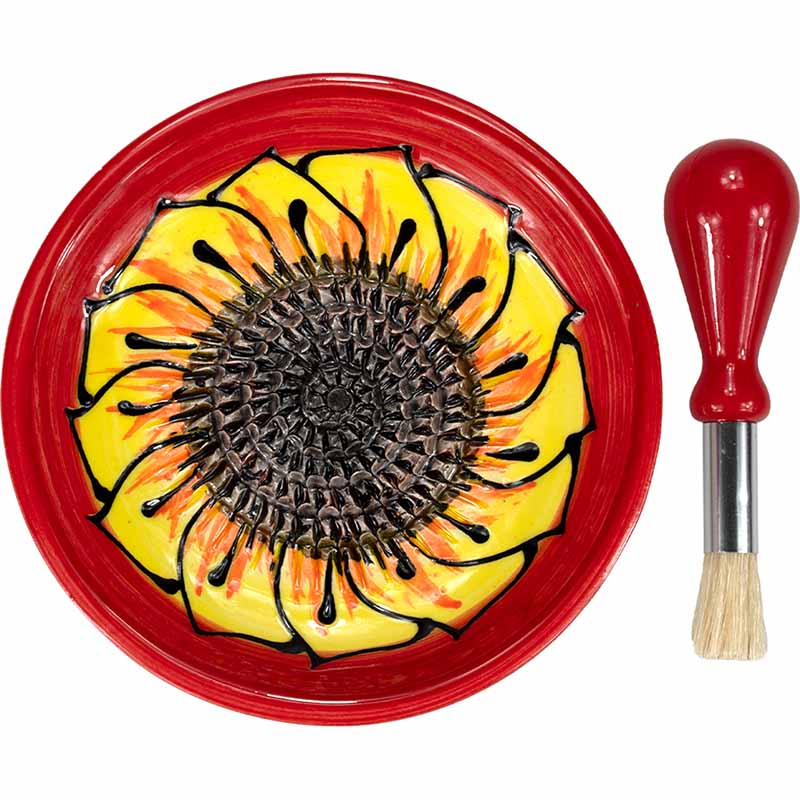 Keramikreibe mit Küchenpinsel (Sonnenblume) Reibeteller Set, 2tlg.