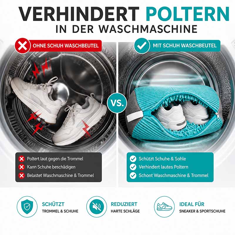 Schuh Waschbeutel Waschmaschine, 2 Stück, gepolsterter Wäschesack aus Chenillefasern, Schutz für Schuhe, Sneaker, Sportschuhe, verhindert Poltern, schont Waschmaschine und Trommel, reduziert harte Schläge, ideal für Waschmaschinenpflege.