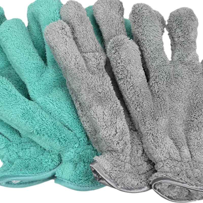 Staubhandschuhe grau mint Detail Staubhandschuhe grau mint Detail