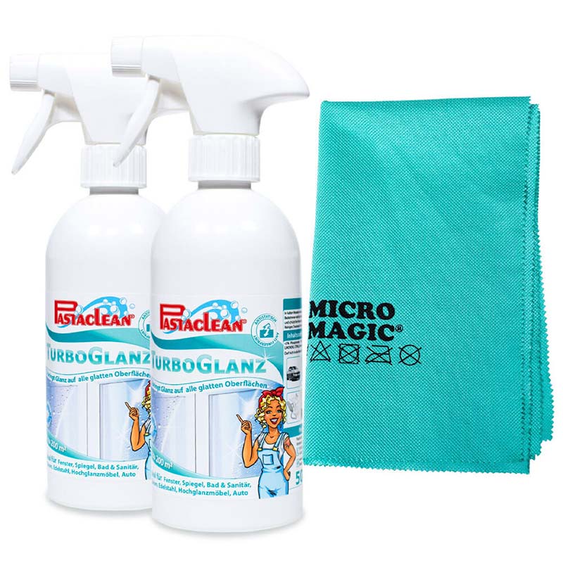 Turboglanz Glasreiniger, 2x 500 ml inkl. 1x Poliertuch