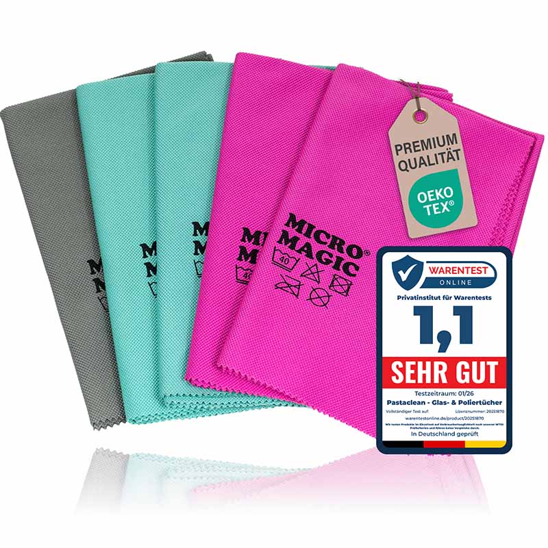 Pastaclean Poliertücher - Fenstertücher (Bunt), 5tlg.