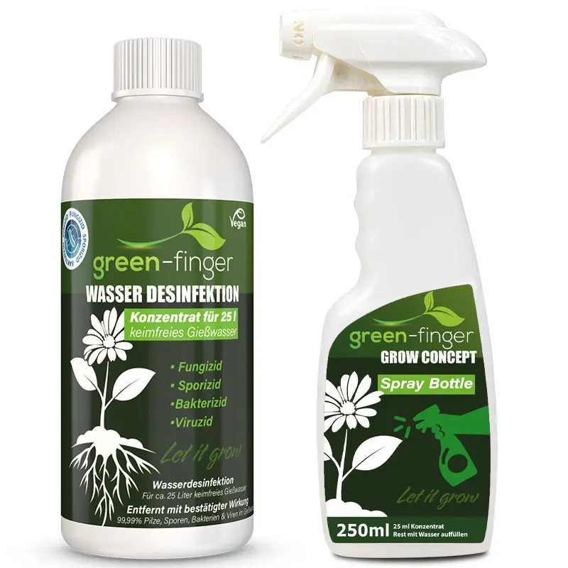 GREEN-FINGER Wasser Desinfektion Konzentrat für keimfreies Gießwasser, 500 ml, fungizid, sporizid, bakterizid, viruzid, ideal für Pflanzenpflege und Schutz vor Krankheitserregern im Gartenbau