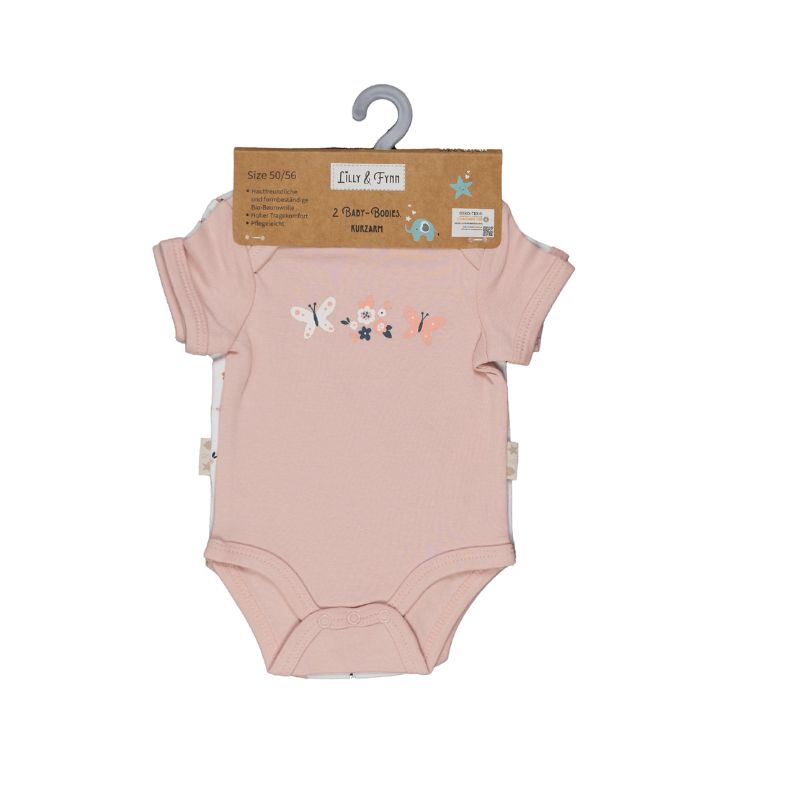 Lilly & Fynn Baby Body, kurzarm, 2er Set, 100% Bio-Baumwolle