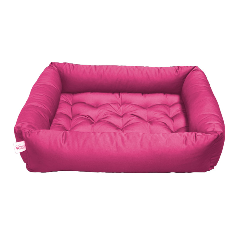 Hundebett Eckig mit orthopädischen Hundekissen (Pink/M)