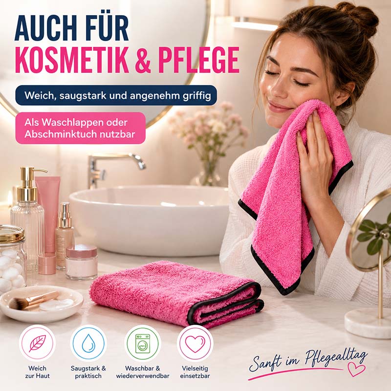 Flauschtücher 10tlg für Kosmetik und Pflege, weich, saugstark und griffig, als Waschlappen oder Abschminktuch nutzbar, waschbar und wiederverwendbar, ideal für sanfte Hautreinigung im Pflegealltag.